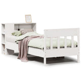 Letto Libreria senza Materasso Bianco 90x190 cm Massello Pino