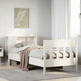 Letto Libreria senza Materasso Bianco 90x190 cm Massello Pino