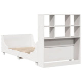 Letto Libreria senza Materasso Bianco 90x200 cm Legno Massello