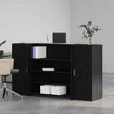 Scrivania per Reception Rovere Nero 180x50x103,5 cm in Legno di Argilla