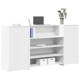 Scrivania per Reception Bianca 200x50x103,5 cm in Legno Massello