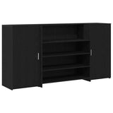 Scrivania per Reception Rovere Nero 200x50x103,5 cm in Legno Massello di Argilla