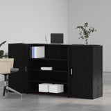 Scrivania per Reception Rovere Nero 200x50x103,5 cm in Legno Massello di Argilla