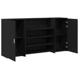 Scrivania per Reception Rovere Nero 200x50x103,5 cm in Legno Massello di Argilla