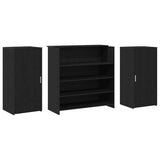 Scrivania per Reception Rovere Nero 200x50x103,5 cm in Legno Massello di Argilla