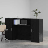 Scrivania per Reception Rovere Nero 180x50x103,5 cm in Legno di Argilla