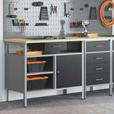 Banco da lavoro con cassetto Nero e Grigio 100 x 55 x 85 cm