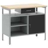 Banco da lavoro con cassetto Nero e Grigio 100 x 55 x 85 cm