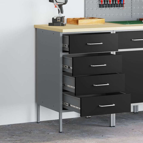 Banco da Lavoro con cassetto Nero e grigio 50 x 55 x 85 cm