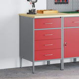 Banco da lavoro con cassetto Rosso e Grigio 50 x 55 x 85 cm