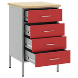 Banco da lavoro con cassetto Rosso e Grigio 50 x 55 x 85 cm