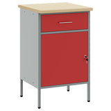 Banco da lavoro con cassetto Rosso e Grigio 50 x 55 x 85 cm