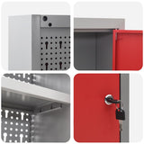 Mobile per attrezzi con blocco Rosso e Grigio 100 x 20 x 55 cm