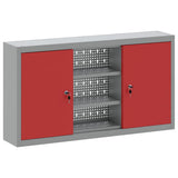Mobile per attrezzi con blocco Rosso e Grigio 100 x 20 x 55 cm