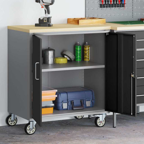 Banco da Lavoro con ruota Nero e grigio 75 x 45 x 85 cm