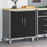 Banco da Lavoro con ruota Nero e grigio 75 x 45 x 85 cm