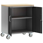 Banco da Lavoro con ruota Nero e grigio 75 x 45 x 85 cm