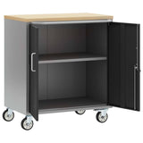 Banco da Lavoro con ruota Nero e grigio 75 x 45 x 85 cm