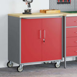Carrello da lavoro a rulli Rosso e Grigio 75 x 45 x 85 cm