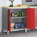 Carrello da lavoro a rulli Rosso e Grigio 75 x 45 x 85 cm