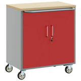Carrello da lavoro a rulli Rosso e Grigio 75 x 45 x 85 cm