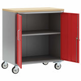 Carrello da lavoro a rulli Rosso e Grigio 75 x 45 x 85 cm