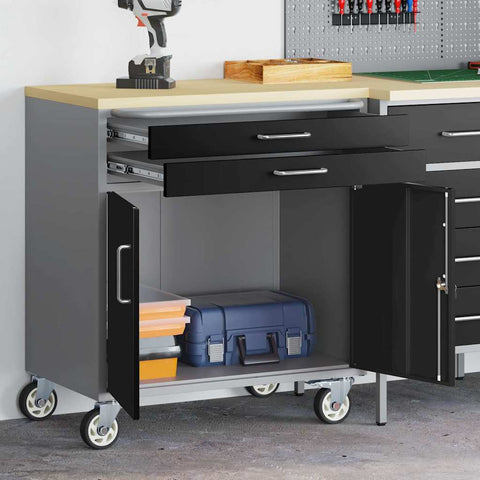 Banco da Lavoro con cassetto Nero e grigio 75 x 45 x 85 cm