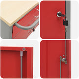 Carrello da lavoro a rulli Rosso e Grigio 75 x 45 x 85 cm