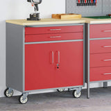 Carrello da lavoro a rulli Rosso e Grigio 75 x 45 x 85 cm