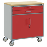 Carrello da lavoro a rulli Rosso e Grigio 75 x 45 x 85 cm