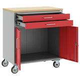 Carrello da lavoro a rulli Rosso e Grigio 75 x 45 x 85 cm