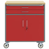 Carrello da lavoro a rulli Rosso e Grigio 75 x 45 x 85 cm