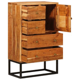 Cassettiera Naturale 55 x 30 x 90 cm Legno di Acacia Massello