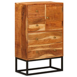 Cassettiera Naturale 55 x 30 x 90 cm Legno di Acacia Massello