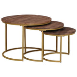 Tavoli da Caffè Nido 3 pcs Legno massello di mango e acciaio