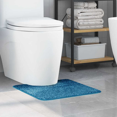 Tappeto Antiscivolo per Bagno con Taglio per Toilette Blu