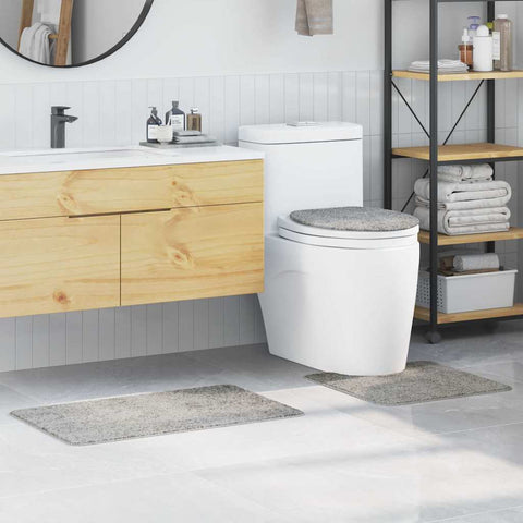 Set di tappetini antiscivolo per il bagno 3 pcs Grigio PP