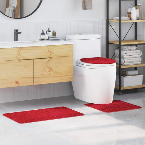 Set di tappetini antiscivolo per il bagno 3 pcs Rosso PP
