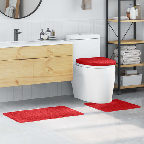 Set di tappetini antiscivolo per il bagno 3 pcs Rosso PP