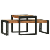 Tavolino da salotto 2 pcs Marrone legno massello di acacia