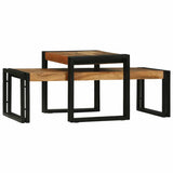 Tavolino da salotto 2 pcs Marrone legno massello di acacia