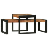 Tavolino da salotto 2 pcs Marrone legno massello di acacia