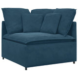 Divano Modulare con Cuscini in Velluto Blu