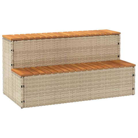 Bordo per Vasca Idromassaggio Beige Polyrattan&Massello Acacia