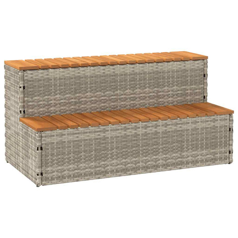 Bordo per Vasca Idromassaggio Grigio Polyrattan&Massello Acacia