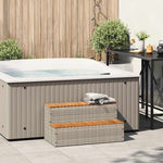 Bordo per Vasca Idromassaggio Grigio Polyrattan&Massello Acacia