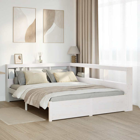 Letto Libreria senza Materasso Bianco 160x200 cm Legno di Pino