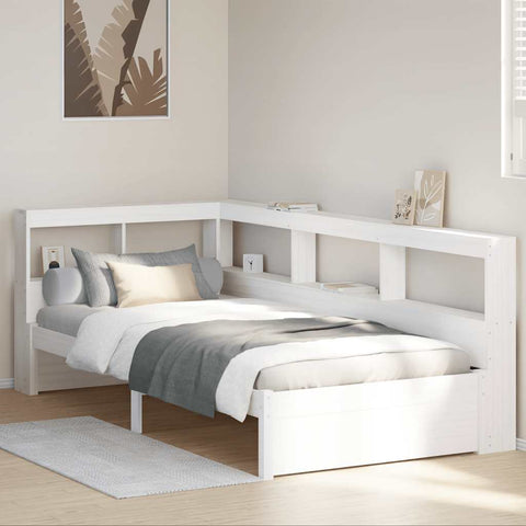 Letto Libreria senza Materasso Bianca 90x200 cm Legno di Pino