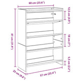 Scarpiera Rovere Artigianale 60x25x81 cm in Legno truciolato