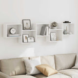 Mensola a Cubo da Parete 5 Scomparti Legno truciolato Bianco